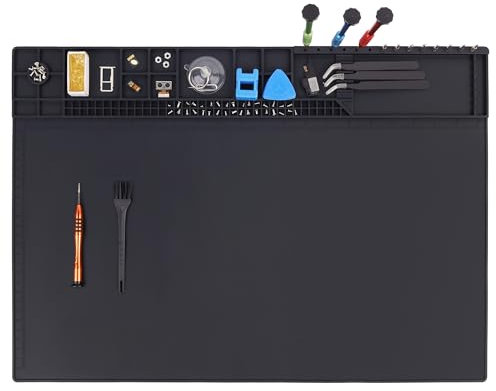 Hochwertige hitzebeständige 500 °C 55,9 x 36,1 cm magnetische Silikon-Lötmatte Elektronik-Arbeitsmatte für Computer, Handy, Laptop, Reparatur, BGA, Lötpistole, Eisen, Werkbankschutz