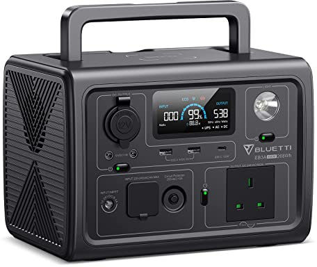 BLUETTI Portable Power Station EB3A, 268Wh LiFePO4 Battery Backup w/ 1 600W (1200W Surge) AC Outlet, Recharge from 0-80% in 30 Min., Solar Generator for Outdoor Camping(Renewed)