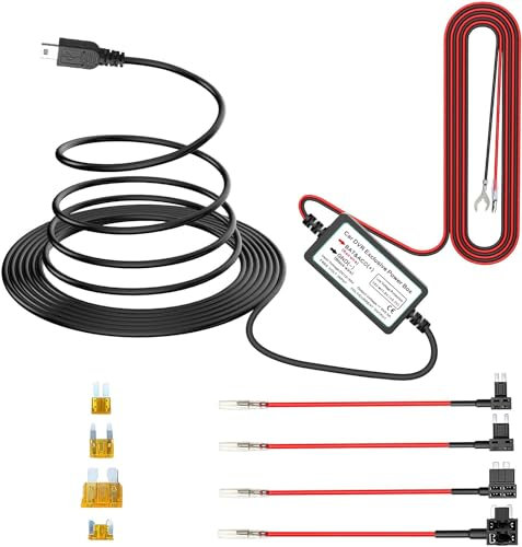 GUUZI Mini-Dash-Cam-Hardwire-Kit für Dash-Kamera, Auto-Dash-Kamera-Ladegerät, Netzkabel für Mini-USB-Dash-Cam, 320 cm Länge,12 V-24 V auf 5 V/2,5 A