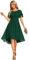 Ever-Pretty Women's Chiffon Prom Dresses Crew Neck Pleated Waist Short Sleeve Wedding Guest Dress Dark Green 12UK