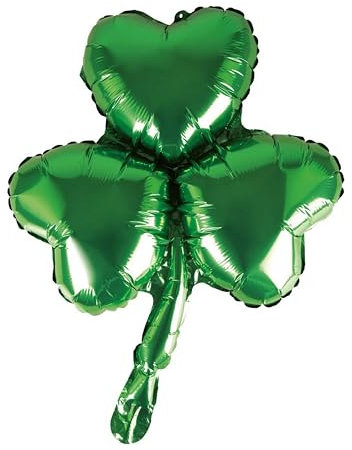 P'TIT CLOWN - St. Patrick's Day Aluminiumballon - Kleeblatt, Bier - Aufblasbar mit Luft oder Helium - Festliche Dekoration Irland, Bierfest (Klee, 43 cm)