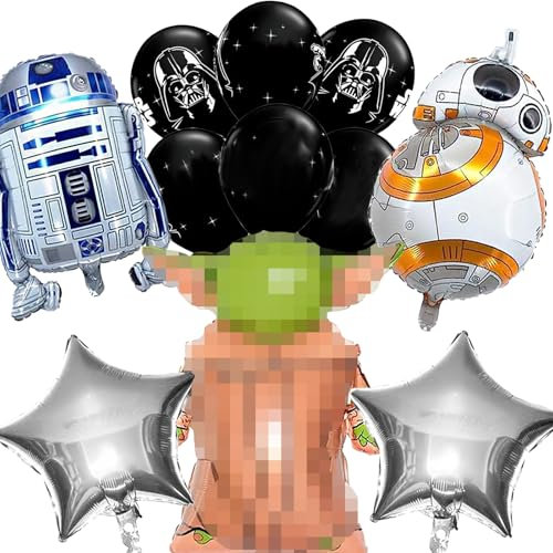 YOUYIKE Geburtstag Luftballon, Star Krieg Geburtstagsdeko, Geburtstag Deko Party Ballons, Geburtstag Kinder Folienballon, Folienballon Set 3-10 Jahre Alt Kinder für Partys Geburtstag Dekoration