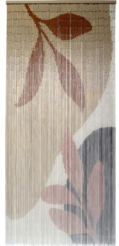 MadeInNature Rideau de Porte Perles Bambou, Rideau Anti-Mouche, Intérieur et Extérieur, Porte d’entrée, Porte intérieure, Porte fenêtre 90x200cm, Modèles aux Choix (N°13 Abstraction)