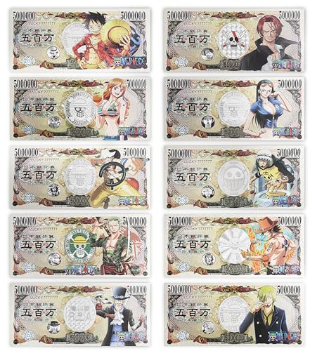 6UH8MB Silberne japanische Anime One Piece Edition Lesezeichen, Sammlerstücke, Geldscheine und Geschenke.