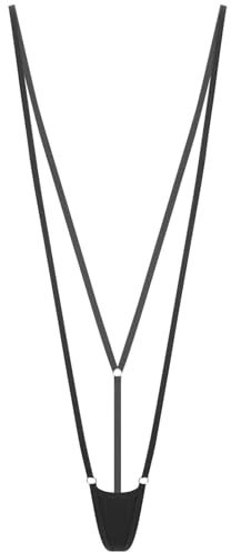 RUNQHUI Micro String Ficelle Sexy Femme Bikini Maillot de Bain Thong G-String Noir Taille Unique