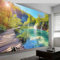 Générique Papier Peint Intissé Photographie de Paysage Cascade, Papier Peint Photo HD Fresque Murale Vert pour Salon Chambre ou Cuisine Restaurant 200 x 140 cm (L x H) Décoration Murale Fresque