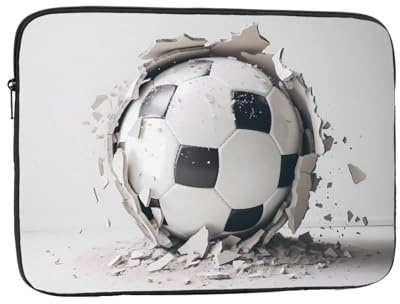 Soccer Ball Kicked Into The Wall Patterned Laptop Sleeve Bag, 15 Inch Shockproof Laptop Sleeve, Slim Laptop Bag,...