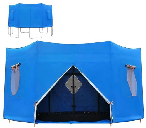 Trampolin Zelt, Trampolin-Sonnenschutz, Trampolin-Abdeckung für Runde Trampoline mit 6/8 Geraden Stangen, Wasserdicht Anti-UV Trampolin Zelt Abdeckung, Schützendes Trampolinzubehör blue 8-pole-306cm