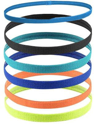 6 Pcs Bandes de Sport Élastiques Antidérapantes, Bandeaux de Sport Enfant,Bandeau Cheveux Fin pour Garçon Fille, Serre Tête pour Garçon Football, Jogging, Cyclisme, Fitness