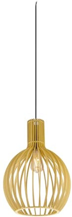 SLV WUD KUGEL | Hängelampe aus Holz, Deckenlampe Rund, Esszimmerleuchte, Boho Deckenleuchte, Schlafzimmerlampe, Deckenlampe hell und dimmerbar mit dimmbarem Leuchtmittel, Deckenlampe Boho