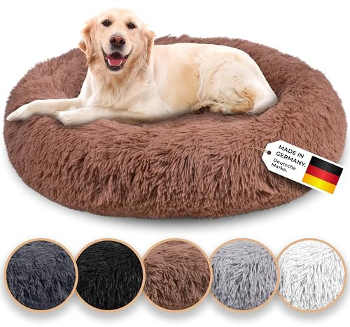 Belune® Hundebett [mit waschbarem Bezug] - Das Original - [L, 100cm, Braun] Hundekorb, Katzenbett, Hundekörbchen, Dog Bed, Flauschiges Hundebett für große, mittelgroße & kleine Hunde