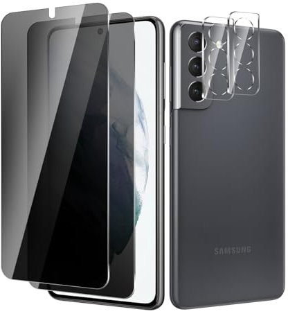 BIESHKJ[2+ 2Pack pour à Samsung Galaxy S21 Anti-Espion Verre Trempé Protection Film + protecteur d'objectif d'appareil photo,Protecteur D'écran de Confidentialité, Dureté 15H ,Anti-rayures