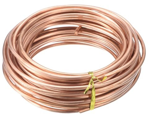 sourcing map Soft Copper Wire (8 Gauge, 31 FT), 99.9% Pure Bare Copper Wire 3mm Solid Craft Wire for DIY Crafting Gardening Decoration (9.5Meter)