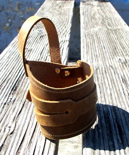 Generisch Lederarmband Kraftband mit Daumenschlaufe (hellbraun Links 18-22 cm)