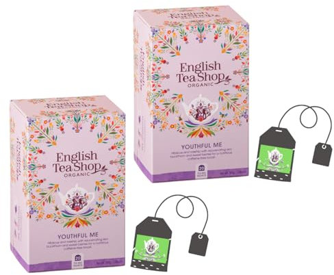 English Tea Shop | Tisana della Gioventù Filtri in Eco Box | Infuso Ibisco Rosa Canina Fragola | Tisana Bio Fiori e Frutta - 2 x 20 Filtri
