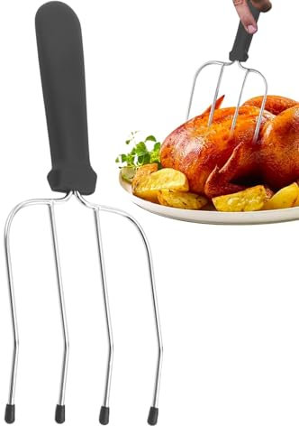 BBQ Fork - Stainless Steel Fork, Cooking Fork | Non-Slip Turkey Forks, Heavy Duty Grill Fork, Rotisserie Forks Replacement, Durablee Meat Turner, Camping BBQ Tools for Home Kitchen