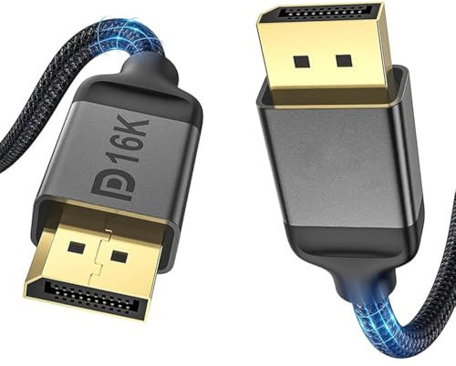 New 16K Displayport Cable 2.1, [VESA Certified] DP to DP Cable 2M, 16K@60Hz, 8K@120Hz, 4K@240Hz 165Hz 144Hz, Support 80Gbps HDR, HDCP DSC 1.2a, Compatible FreeSync G-Sync Gaming Monitor 4090 7900xtx