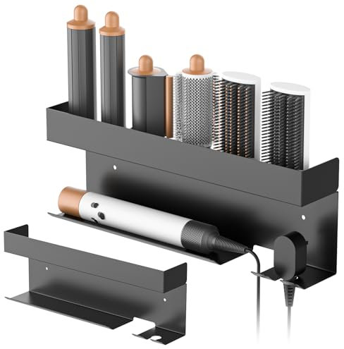 Gaethra Fönhalter Ohne Bohren, Stabile & Rostfreie Föhn Halterung, Selbstklebend für Föhnhalter Bad, Ideal für Föhne, Lockenstäbe & Pflegeprodukte, Föhnhalterung Bad Organizer Schwarz