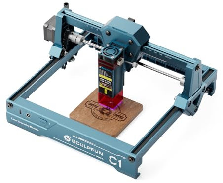 SCULPFUN C1 Mini Macchina per Incisione Laser – Incisore Laser 3W, Precisione 0,04 mm, Plug-and-Play, Facile per Principianti, Ideale per Lavori Fai-da-Te su Legno, Acrilico e Pelle