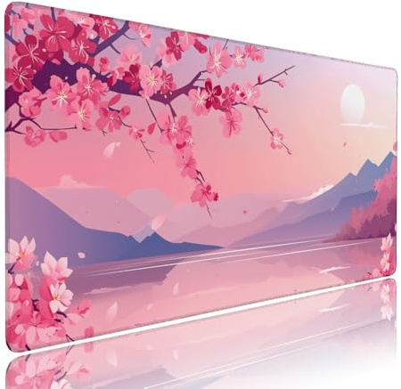 Pink Large Mouse Mat Gaming Non Slip xxl Mouse Pad Sunset 1000x500x3mm Waterproof Small Keyboard Mats for Desk Protector, With Rubber Base Stitched Edges, for Office Home and Gaming Room Stuff d-262