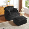 VASOENY 108CM Ohrensessel mit Hocker, Corduroy Modernen Komfortablen Wohnzimmerstuhl, Kompakten Lesestuhl mit Osmanischen Relaxsessel für Wohnzimmer, Schlafzimmer und Büro