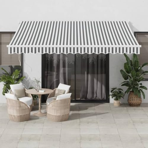 IKAYAA Markise 400x300 Gelenkarmmarkise Markise mit Handkurbel Markisen Balkon Sonnenmarkise Terrassenmarkise Sonnenschutz-Anthrazit und-400 x 300 cm