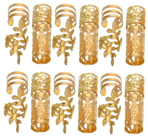 40 Stück Haarringe aus Legierung, Goldfarbenes Selbstgemacht Schmuckset | Flechtfrisuren und Zöpfe, Vielseitig Nutzbar bei Hochzeiten und Partys, Leicht Anzuwenden