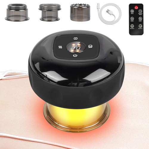 Ventosa eléctrica por infrarrojos, 12 velocidades, dispositivo de masaje inteligente con mando a distancia, recargable, para alivio del dolor y desintoxicación corporal, color negro