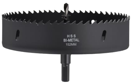 CoCud 6 152mm Hole Saw M42 Bi-Metal Hole Cutter for Metal Black | Hex Shank Drill Bit with Spring Cutting Tool for Thick Board Alloy Steel Plate