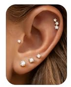 YADOCA 5 Paia Orecchini Argento 925 Donna Anallergici Orecchini Punto Luce | Set Orecchini Argento 925 Fiore di Zirconi Oro 14K Piccoli Punto Luce Orecchini Donna Ragazza, Ideale per le Pelli Sensibili