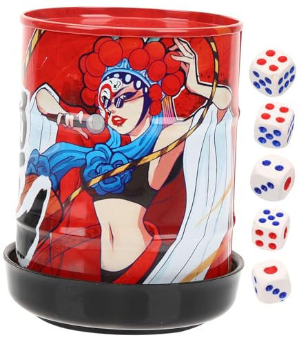 HOODANCOS Dice Cup with Dice Compact Plastic Game Holder for Bar Party Family Gatherings for Casual Board Games