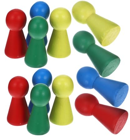 BAZEITFLOW 16 Bunte Holz Spielfiguren für Brettspiele als Ersatzspielsteine 16stücke Holzfiguren zum Denken Entwickeln und Spiele Zubehör