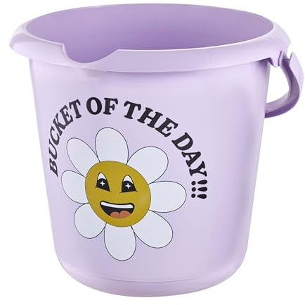 keeeper ilvie Eimer mit Mess-Skala, 10 l, Happy Flower, Soft Purple | Ergonomisch geformter Henkel, Sicheres Ausgießen ohne zu kleckern, Platzsparend ineinander nestbar, Sicheres Design