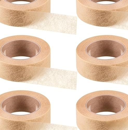 6 Rollen Microporous Tape Hautfarben 1,25cm x 9,14m, Atmungsaktives Vliesstoff Klebeband für Wundversorgung, Sanfter Selbstklebender Verband für Sensitive Haut, Ideal als Mouth Tape, Nose Tape
