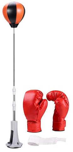 Stående boxningssäck med reflexboll för vuxna och barn – justerbar höjd och låg ljudnivå – punchingboll med starka sugkoppar för reaktionsträning och stressminskning – boxset för hemträning