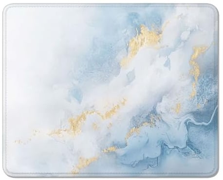 Tappetino Mouse 15 x 20 cm, Mouse Pad in Gomma Naturale, Base Antiscivolo e Superficie Idrorepellente, Scorrimento Fluido per Computer Desktop, Notebook e Gaming - Blu & Oro XS#1048