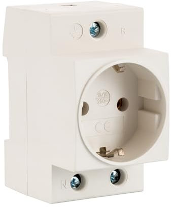 LEDKIA LIGHTING - Toma de Corriente Schuko 16A para Carril DIN | Potencia Máxima 3680W | Instalación Interior IP20 | Dimensiones Compactas 79x64x45 mm | Durabilidad y Resistencia