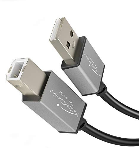 KabelDirekt – Cable USB-B 2.0 – 5m – (USB-A a B para utilizar como cable de impresora, de escáner o para equipos de fax, en negro/space grey)