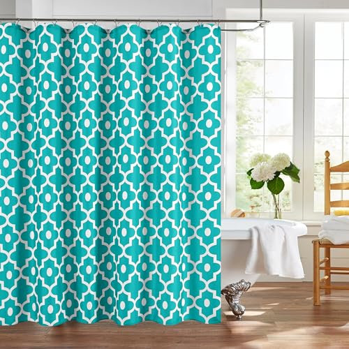 Biscaynebay Rideaux de douche en tissu texturé 183 x 183 cm, turquoise marocain perlé, décoratif, moderne, unique, neutre, décoratif pour salle de bain, lavable en machine