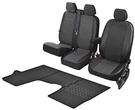 Passgenaue Sitzbezüge Viva und Gummifußmatten kompatibel mit Opel Vivaro B 2014-2019 - EIN Set