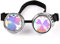DODOING Kaleidoskop Brille Steampunk Rave Brille Brille Kristall Regenbogen Kaleidoskop Rave Brille Regenbogen Kristall Glas Linse, silber, One size