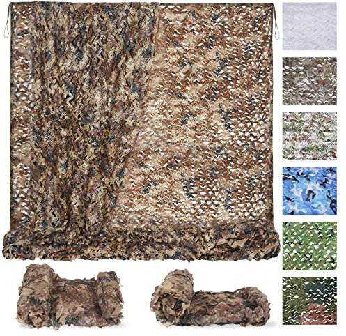 Sposuit Tarnnetz Sonnenschutz Camouflage Netz 3x6M Desert Braun, Kann für Jagd, Waldlandschaft Dekorieren und Camping im Freien