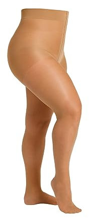 Camano Damen Strumpfhose 20 DEN Curvy große Größen reißfest seidenmatt extra breiter Komfortbund druckfrei 3D ringelfrei verstärkter Fuß 1er Pack 52/54 sand