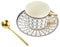 Ensemble tasse à thé et soucoupe de style européen, 250 ml en porcelaine anglaise avec soucoupe et cuillère dorée (blanc)