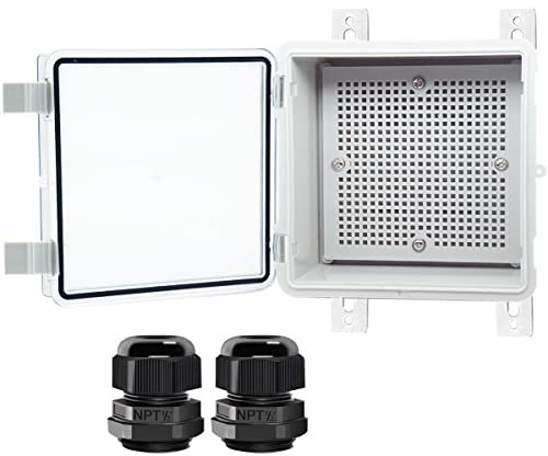 Otdorpatio Abzweigdose, aufklappbar, transparente Abdeckung, IP67, wasserdicht, Elektroboxgehäuse mit Montageplatte und Wandhalterung, 150x150x90 mm