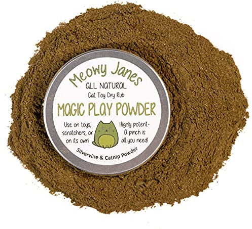 Meowy Janes All Natural Magic Cat Play Powder – Katzenminze und Silbervine Pulver Mischung – Katzenspielzeug trocken reiben