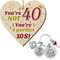 Yaomiao Set de Plaque de 40e Anniversaire Porte-Clés 40e Anniversaire avec Inscription pour Femme Panneaux de Coeur en Bois Personnalisés Suspendus Porte-Clés d'Anniversaire en Acier Inoxydable