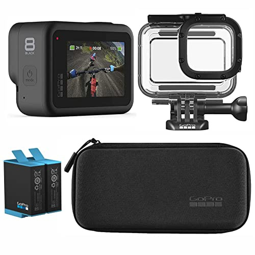 GoPro HERO8 Black Bundle: Includes HERO8 Black Camera, Spare Rechargeable Battery (2 Total), Protective Housing, and Carrying Case
