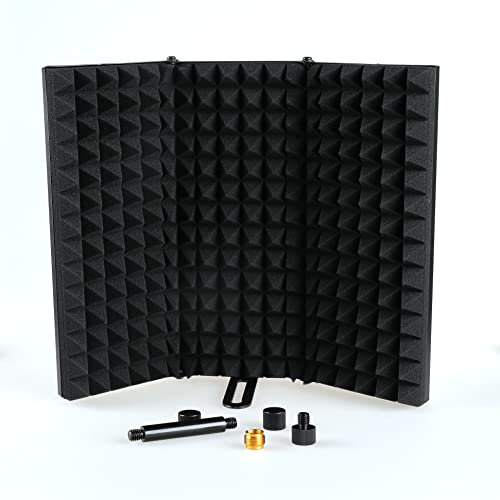 weymic Microphone Isolation Shield, Foldable Mic Shield with Triple Sound Insulation, Reflection Filter with 3/8 and 5/8 Mic Threaded Mount