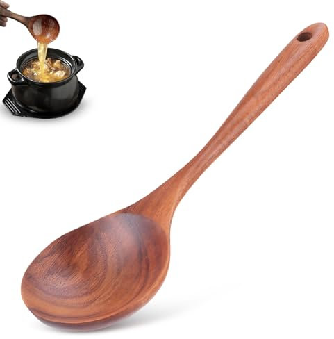 Louche en bois, louche à long manche, cuillère à soupe en bois, louche de service, louche de cuisine, louche à sauce, outil de cuisine en bois pour la cuisine, 24 cm